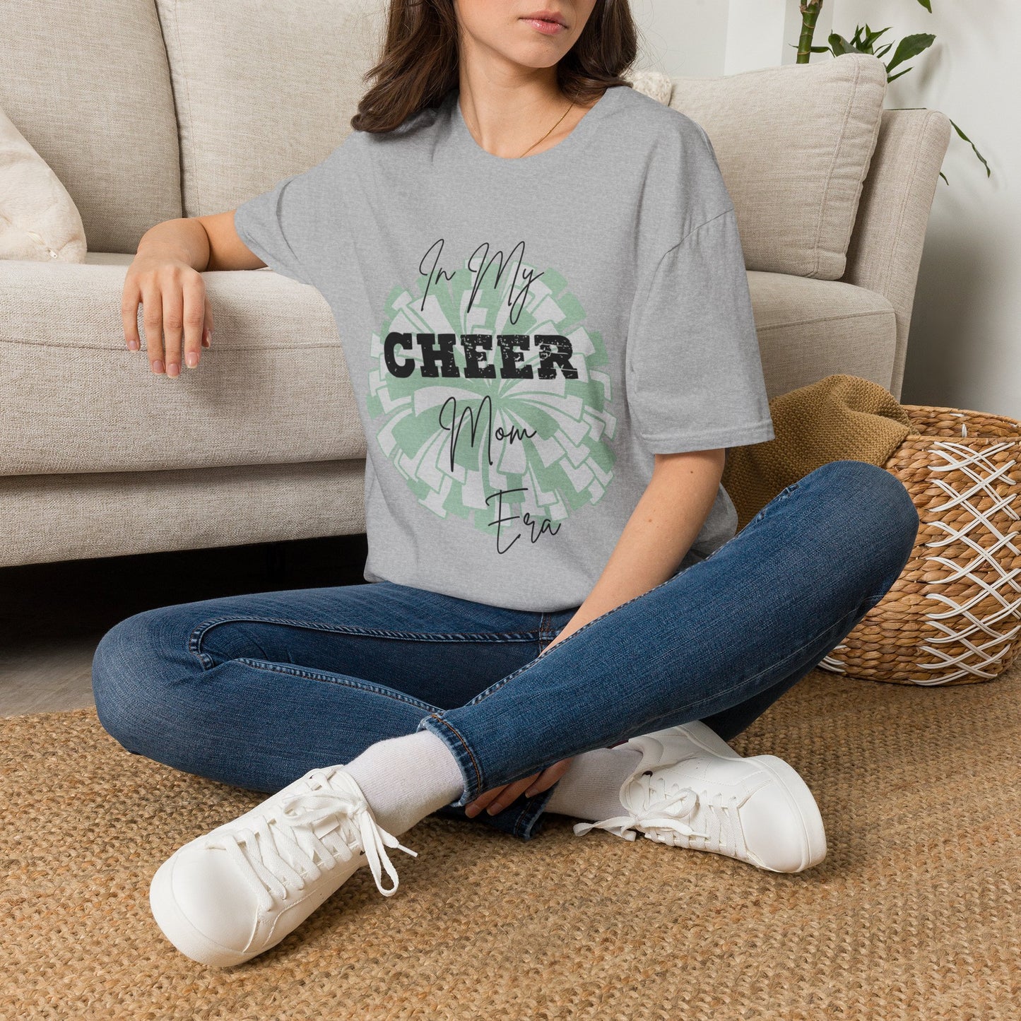 Cheer Mom T‑Shirt — "In My Cheer Mom Era" Graphic Tee | Soft White Cheerleading Gift