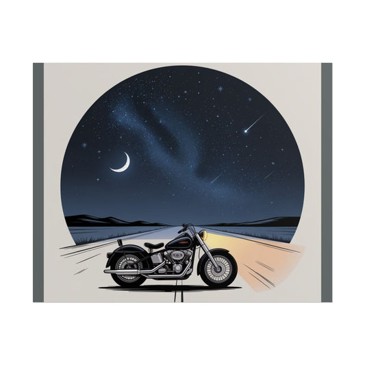 Motorcycle Night Sky Rolled Posters, Vintage Decor, Motorcycle Art, Wall Art Prints, Gift for Riders