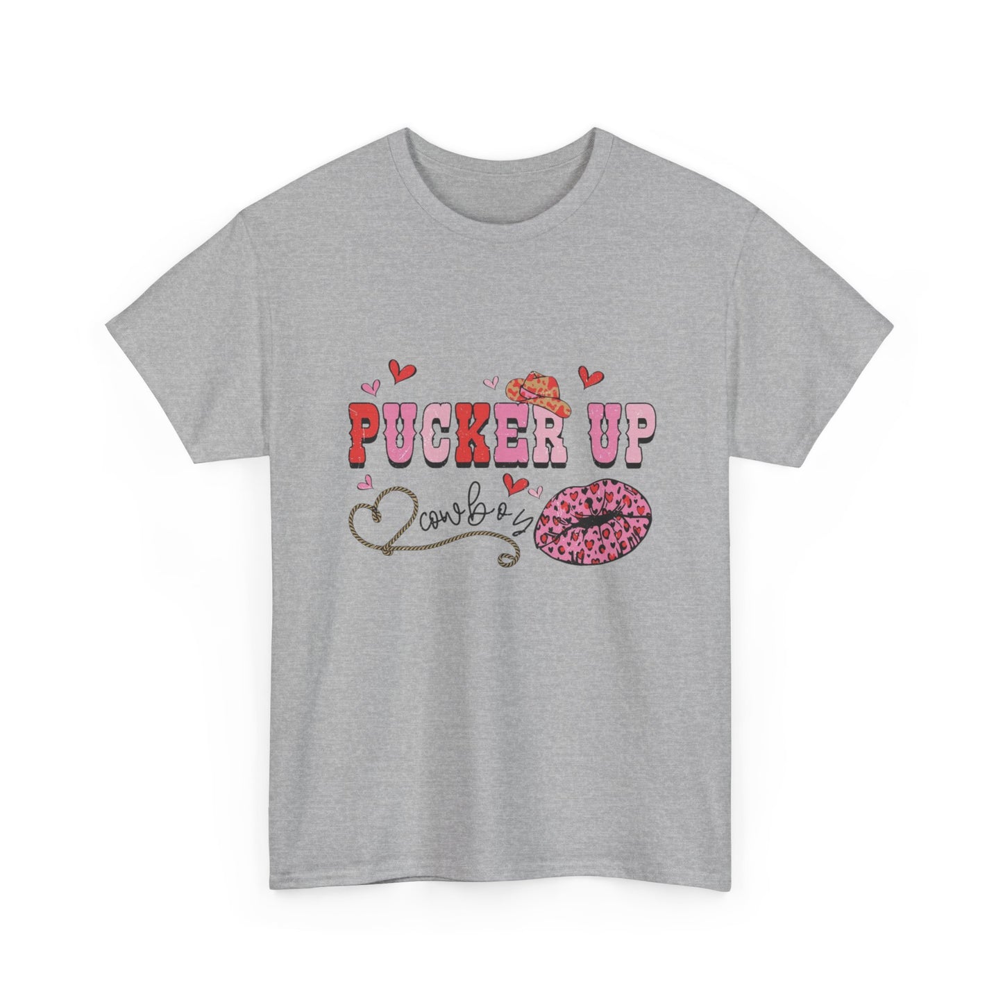 Pucker Up Kiss Graphic Tee – Cute Valentine’s Day Leopard Lip Design