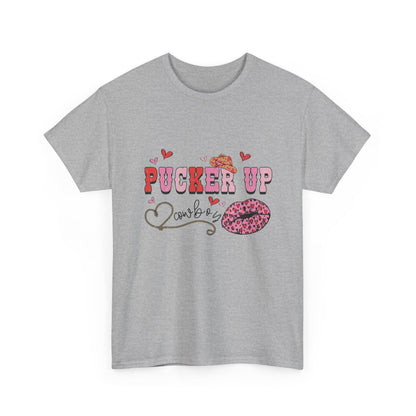 Pucker Up Kiss Graphic Tee – Cute Valentine’s Day Leopard Lip Design