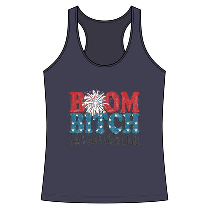 Boom Bitch Tank Top – Patriotic Fireworks Graphic Racerback