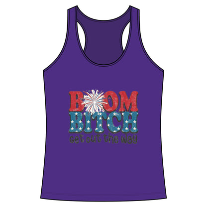 Boom Bitch Tank Top – Patriotic Fireworks Graphic Racerback