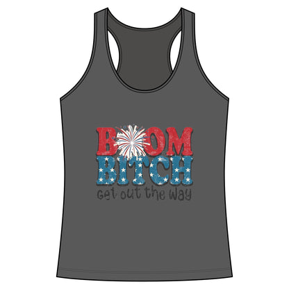 Boom Bitch Tank Top – Patriotic Fireworks Graphic Racerback