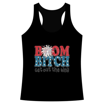 Boom Bitch Tank Top – Patriotic Fireworks Graphic Racerback