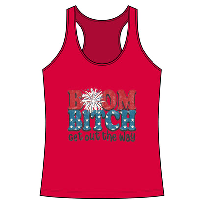 Boom Bitch Tank Top – Patriotic Fireworks Graphic Racerback