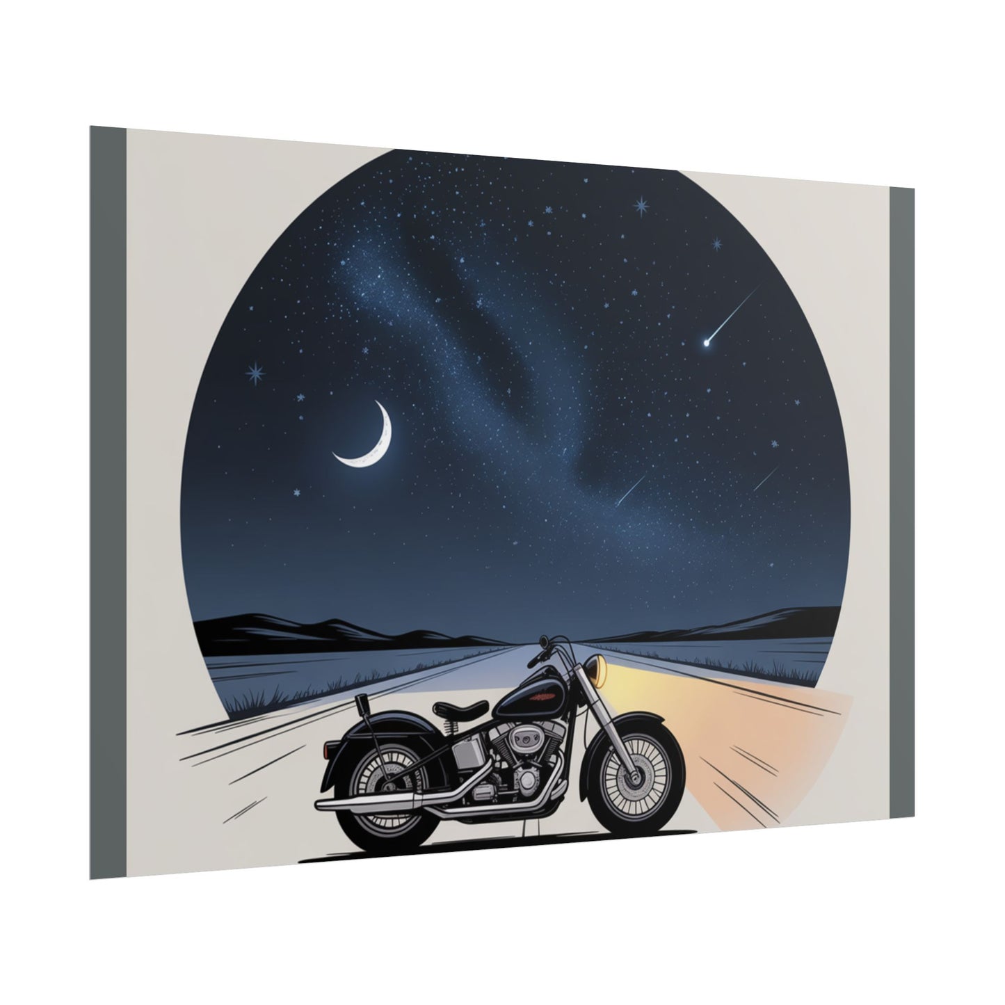 Motorcycle Night Sky Rolled Posters