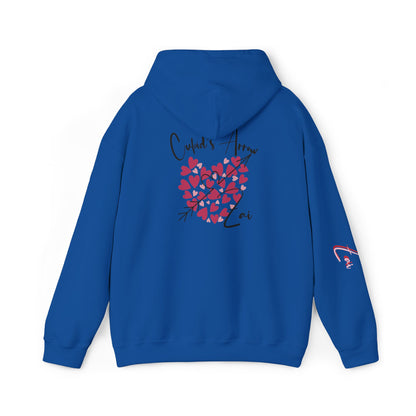 Cupid’s Arrow Lei Hoodie — Heart Arrow Script Pullover for Valentine’s Day