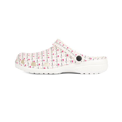 Cupid's Arrow- Merch- White Bow & Arrow Design- Colorful EVA Foam Clogs