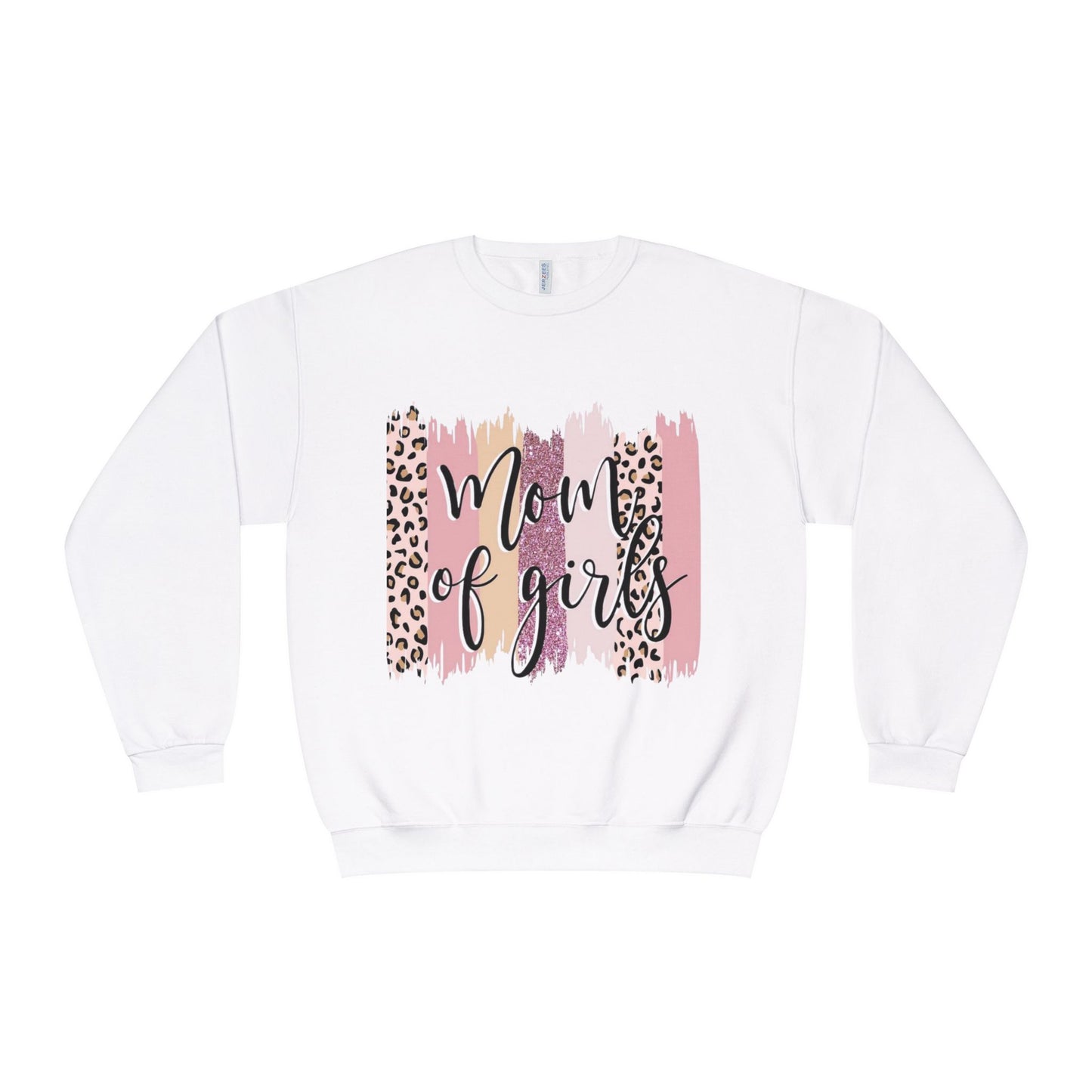 Mom of Girls Leopard Brushstroke Crewneck Sweatshirt