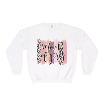 Mom of Girls Leopard Brushstroke Crewneck Sweatshirt