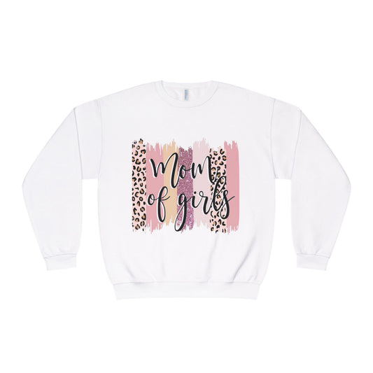 Mom of Girls Leopard Brushstroke Crewneck Sweatshirt