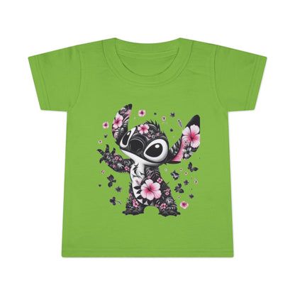 Toddler T-Shirt — Floral Stitch Character Kids Tee (Pink Hibiscus)