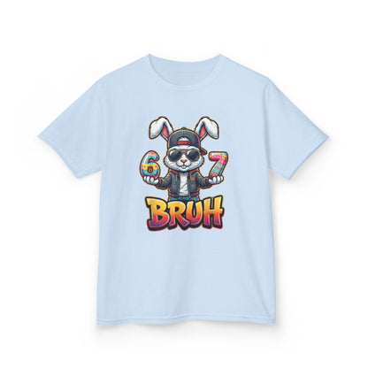 Kids 'Bruh 6 7' Bunny Graphic Tee — Cool Cartoon Bunny Shirt for Kids