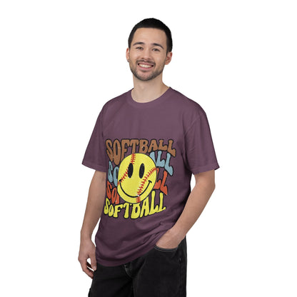 Softball Smile T-Shirt — Retro Smiley Softball Graphic Tee
