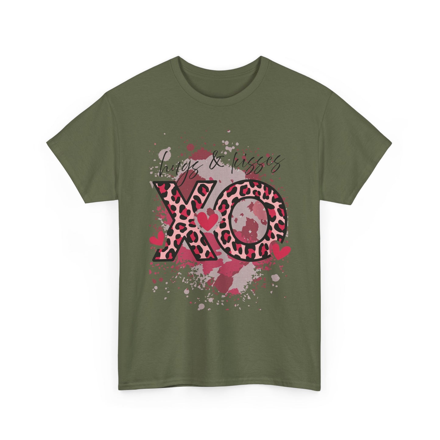 XO Hugs & Kisses Leopard Print Tee — Valentine's Day Graphic Shirt