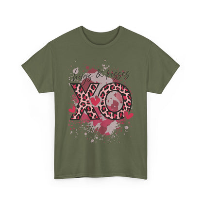 XO Hugs & Kisses Leopard Print Tee — Valentine's Day Graphic Shirt