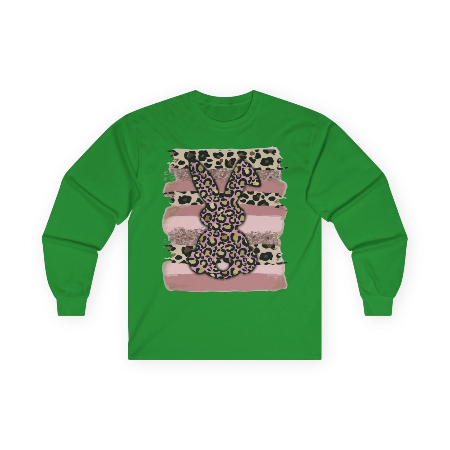 Leopard Bunny Long Sleeve Tee — Pink Stripes & Animal Print