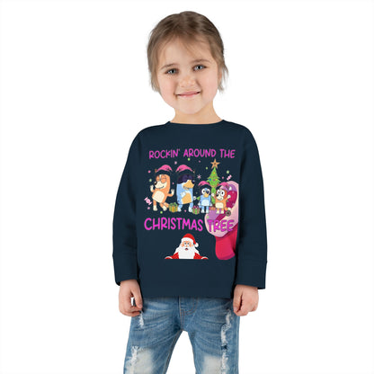 Toddler Long Sleeve Tee - "Rockin' Around the Christmas Tree" Cute Holiday Animal Choir Shirt