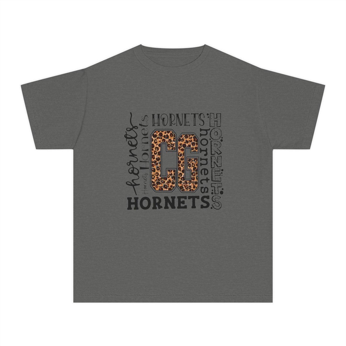 Youth Hornets Tee — Leopard Print 'CG' School Spirit Shirt