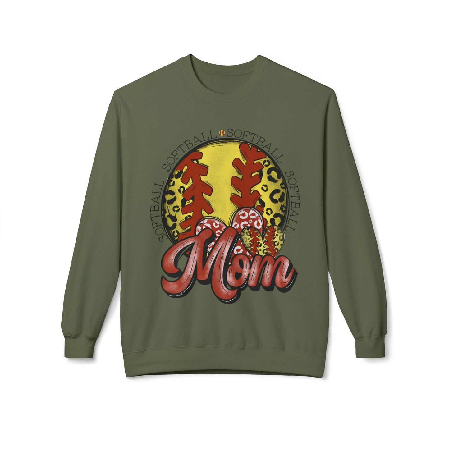Softball Mom Crewneck Sweatshirt – Leopard Stitch Ball Graphic