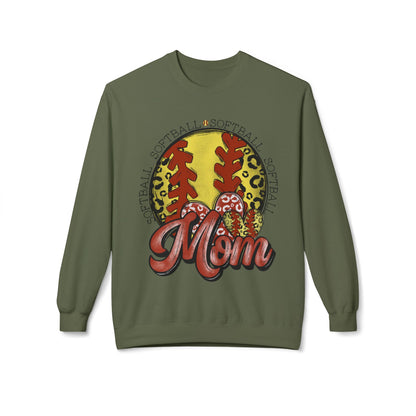 Softball Mom Crewneck Sweatshirt – Leopard Stitch Ball Graphic