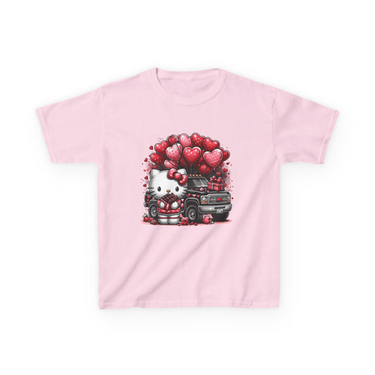 Kids Tee — Cute Kitty with Heart Balloons Valentine Shirt