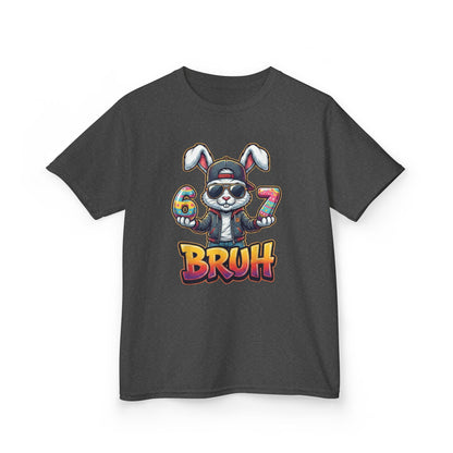 Kids 'Bruh 6 7' Bunny Graphic Tee — Cool Cartoon Bunny Shirt for Kids