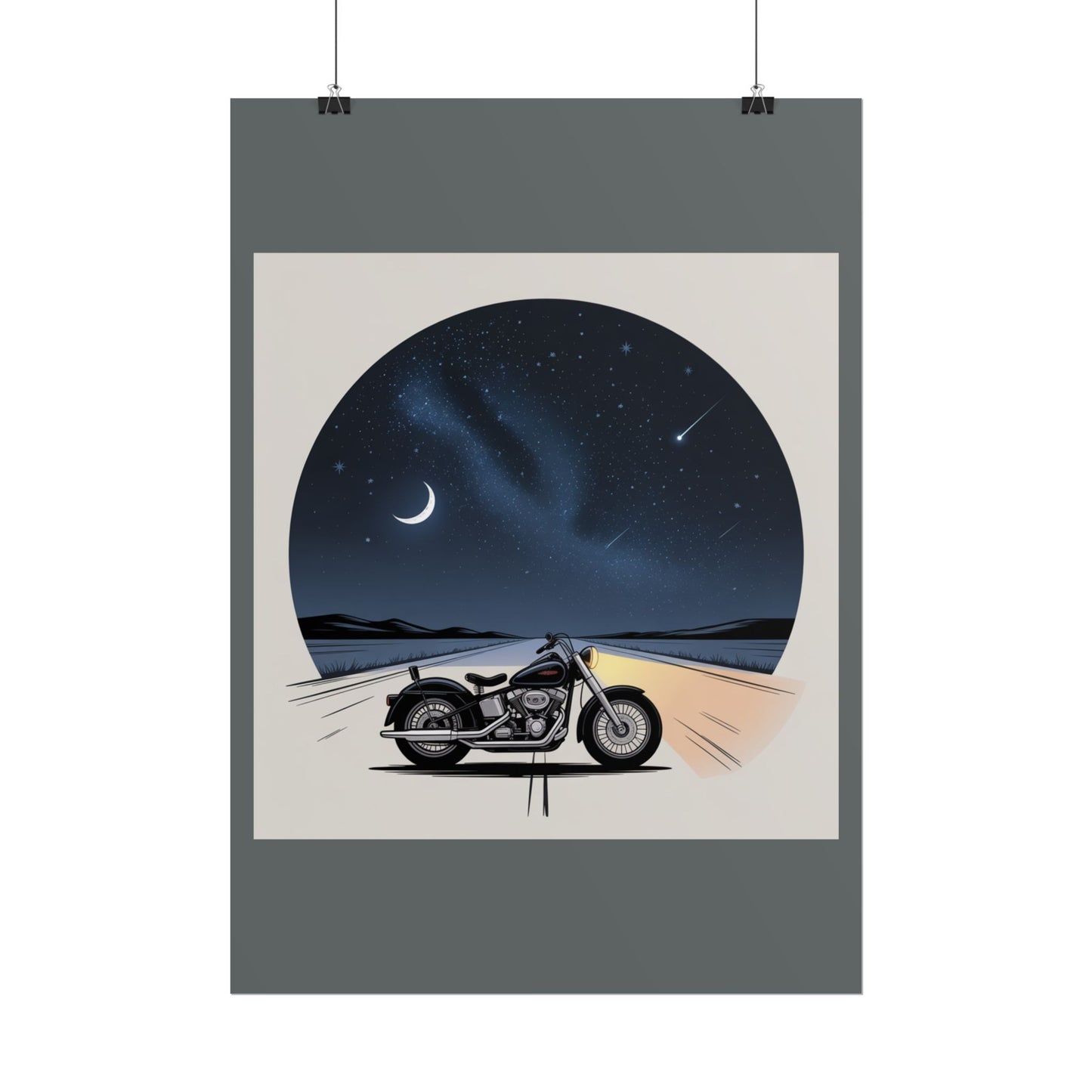 Motorcycle Night Sky Rolled Posters