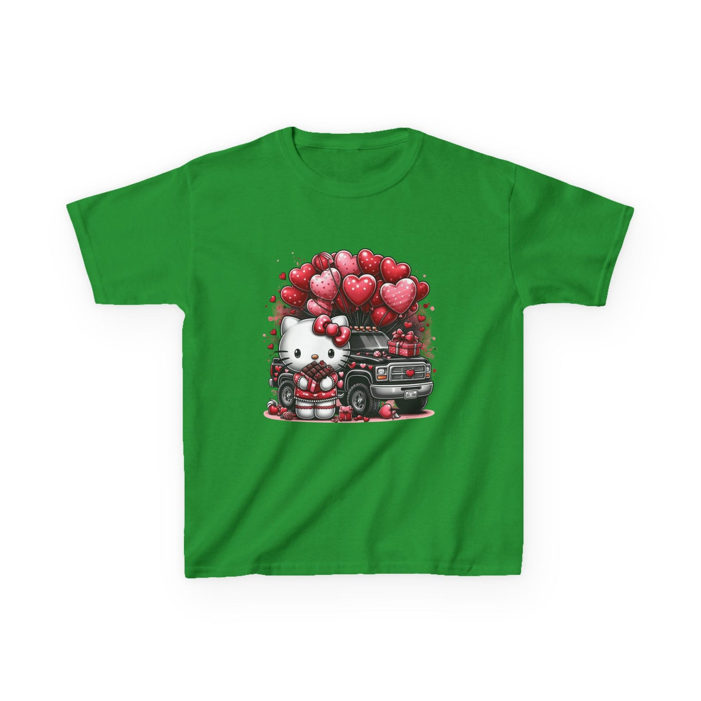 Kids Tee — Cute Kitty with Heart Balloons Valentine Shirt