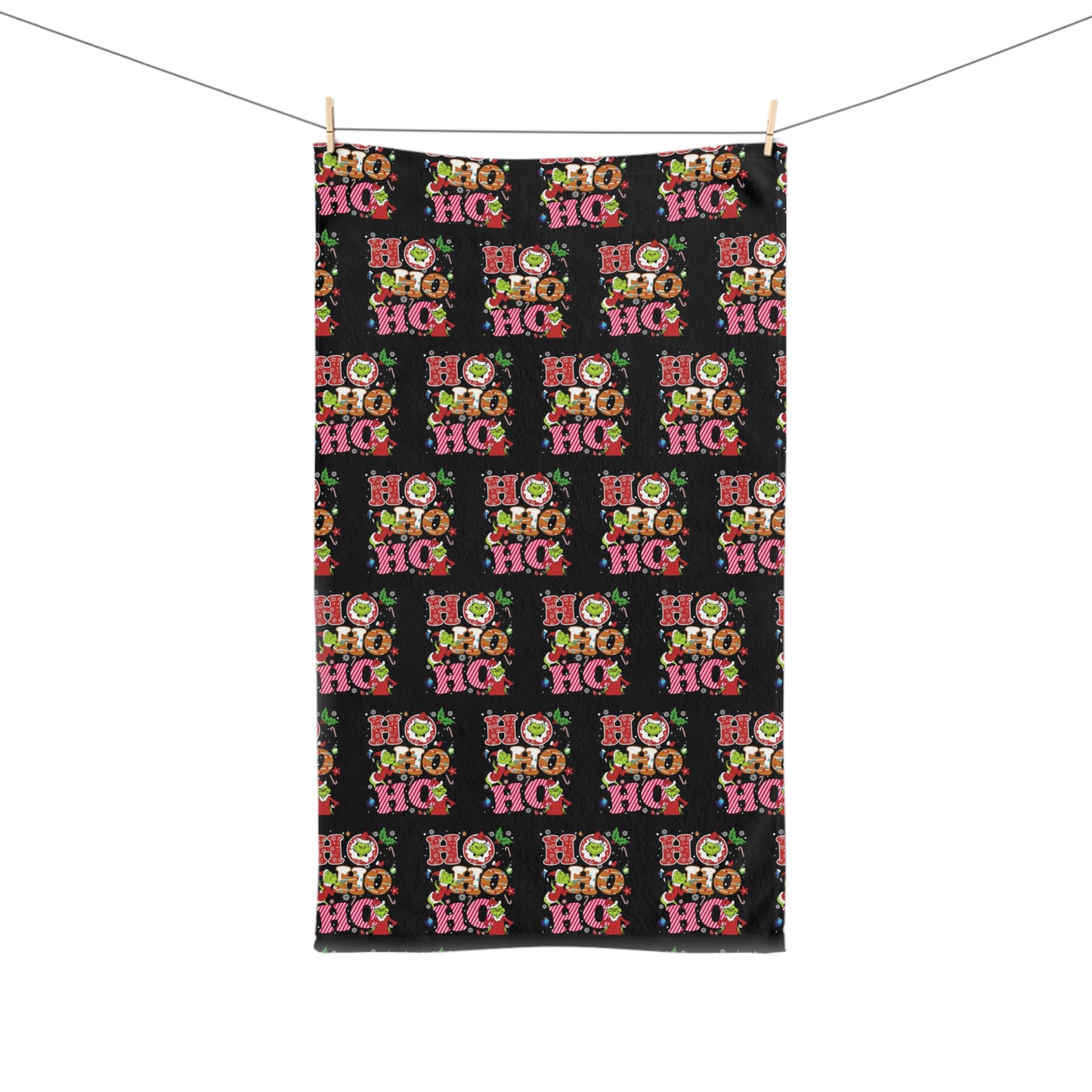 Black- Grinch HoHoHo- Vibrant Hand Towel