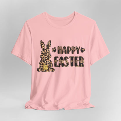 Leopard Print 'Happy Easter' Bunny Tee