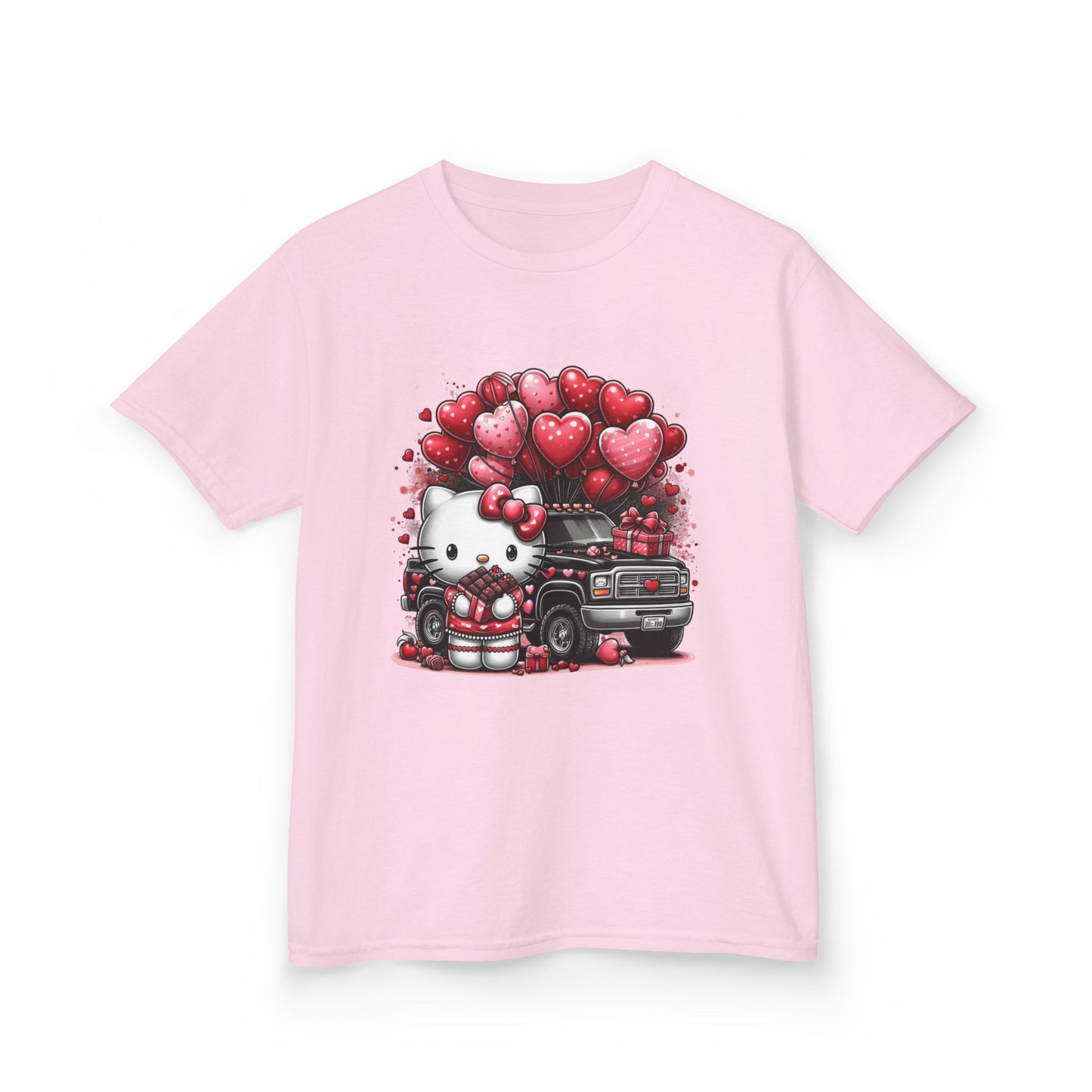Kids Tee — Cute Kitty with Heart Balloons Valentine Shirt