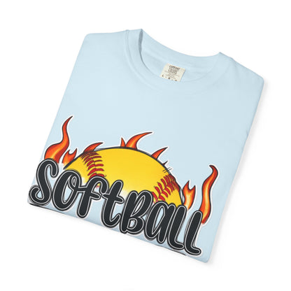 Softball Dad T-Shirt — Flaming Softball Design