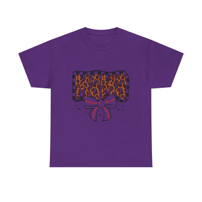 Mama Baseball Tee — Leopard Print Mama with Bow Sports Mom Shirt