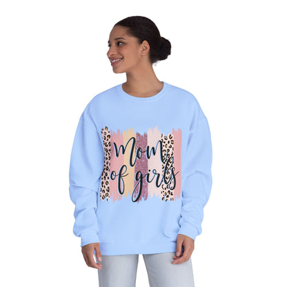 Mom of Girls Leopard Brushstroke Crewneck Sweatshirt