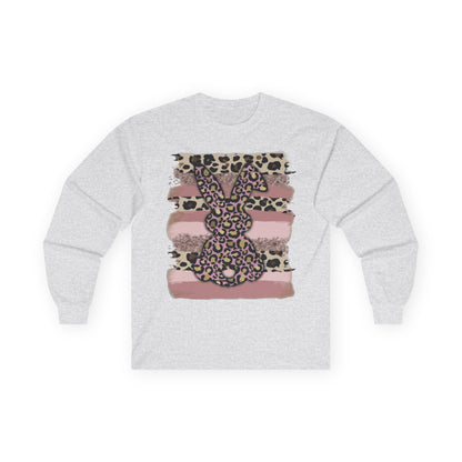 Leopard Bunny Long Sleeve Tee — Pink Stripes & Animal Print