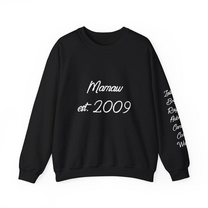 Mamaw Est. 2009 Crewneck Sweatshirt — Personalized Grandma Gift