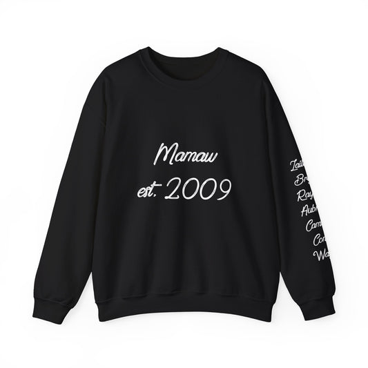 Mamaw Est. 2009 Crewneck Sweatshirt — Personalized Grandma Gift