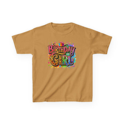 Birthday Girl Kids T‑Shirt — Colorful Confetti Party Tee