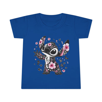 Toddler T-Shirt — Floral Stitch Character Kids Tee (Pink Hibiscus)