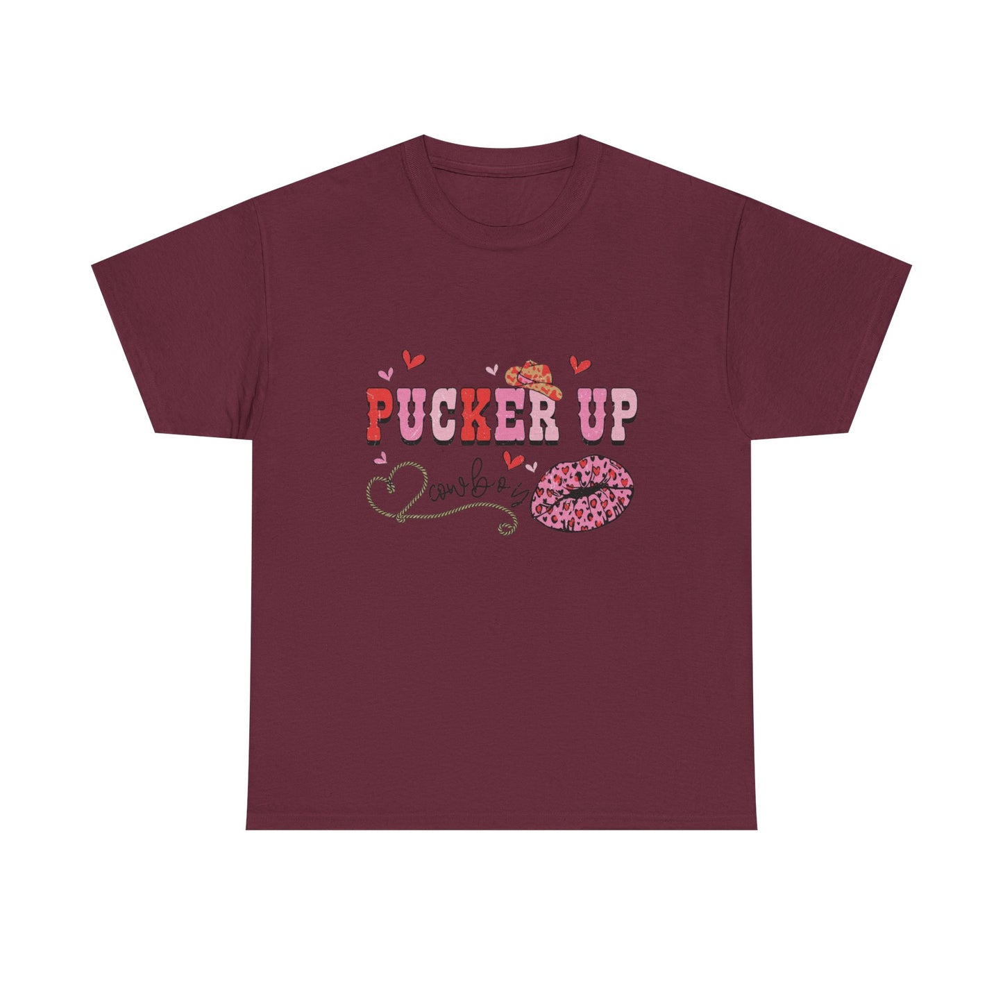 Pucker Up Kiss Graphic Tee – Cute Valentine’s Day Leopard Lip Design