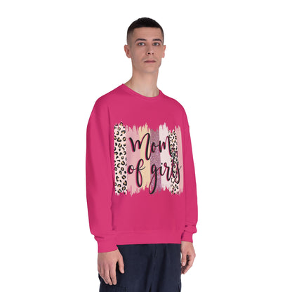 Mom of Girls Leopard Brushstroke Crewneck Sweatshirt