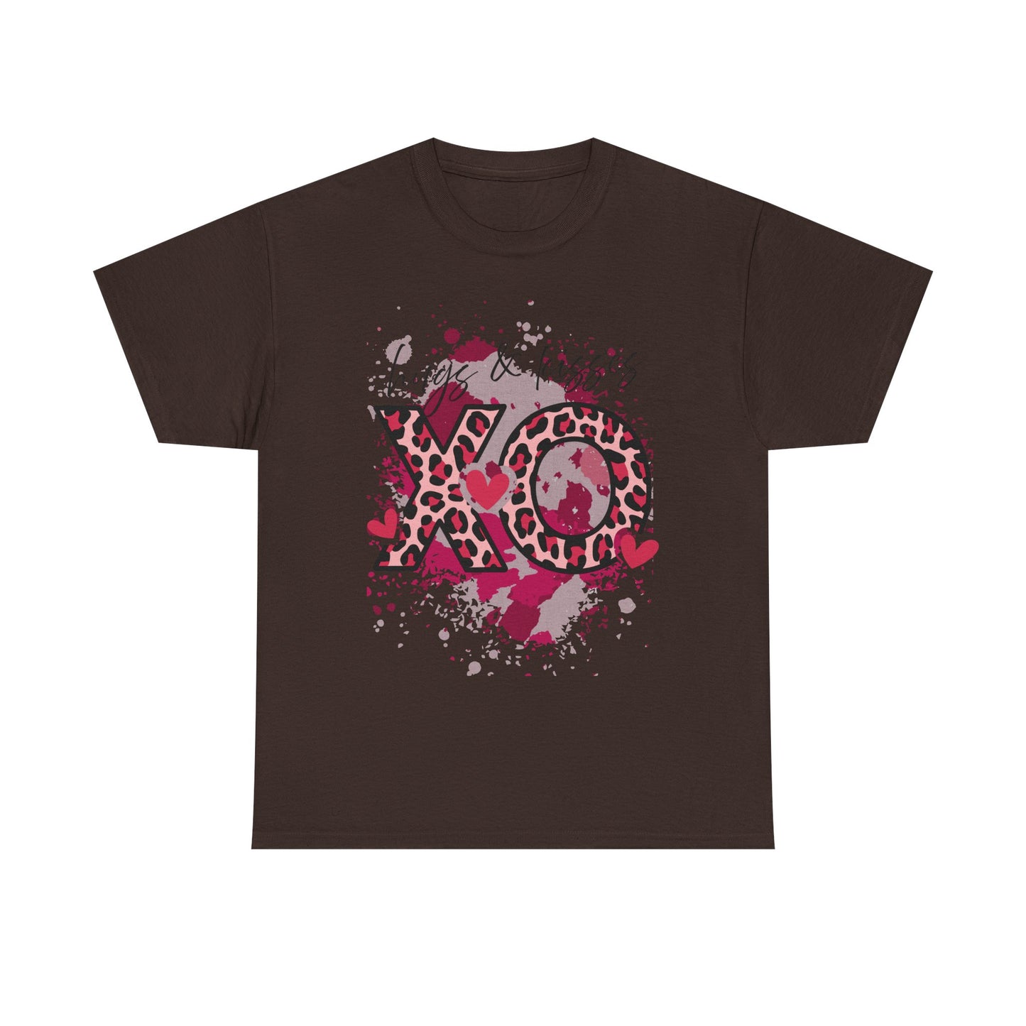 XO Hugs & Kisses Leopard Print Tee — Valentine's Day Graphic Shirt