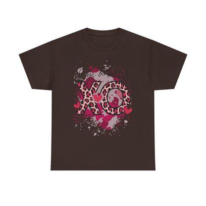 XO Hugs & Kisses Leopard Print Tee — Valentine's Day Graphic Shirt