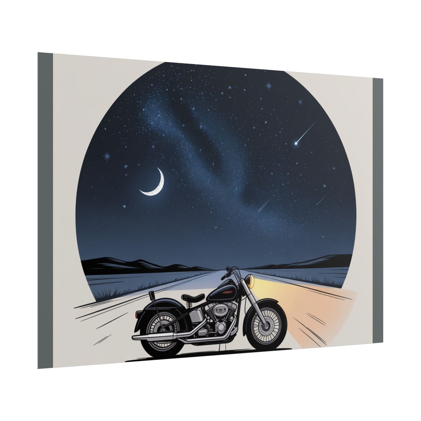 Motorcycle Night Sky Rolled Posters