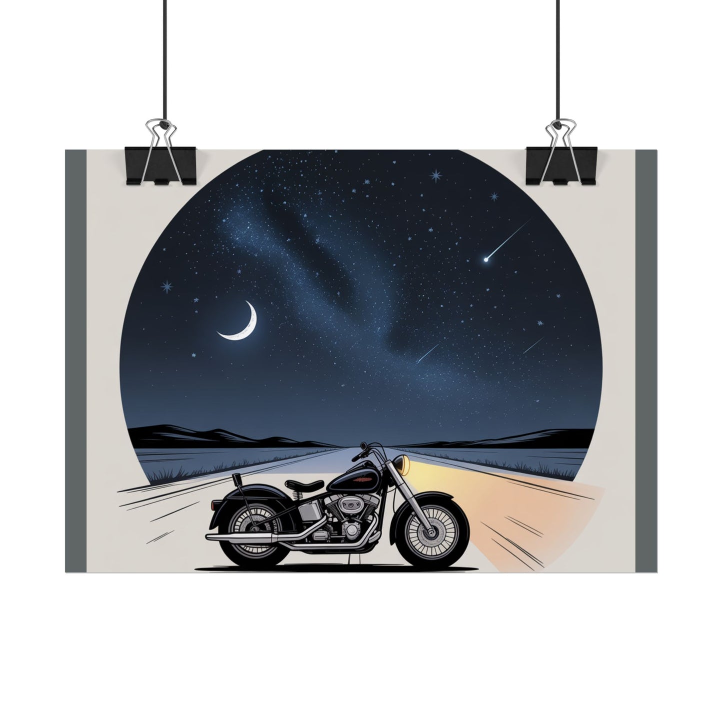 Motorcycle Night Sky Rolled Posters