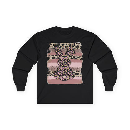 Leopard Bunny Long Sleeve Tee — Pink Stripes & Animal Print