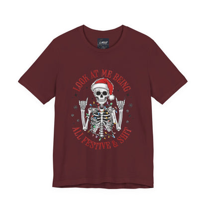 Festive Skeleton Tee - Unisex Jersey Short Sleeve T-Shirt
