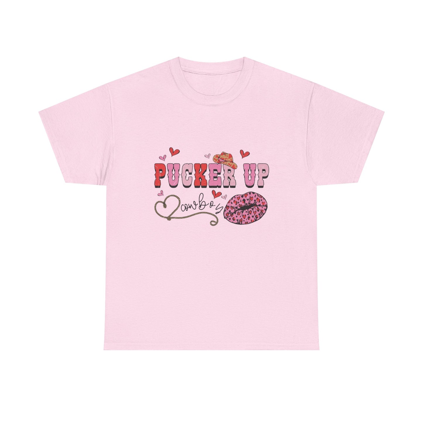 Pucker Up Kiss Graphic Tee – Cute Valentine’s Day Leopard Lip Design