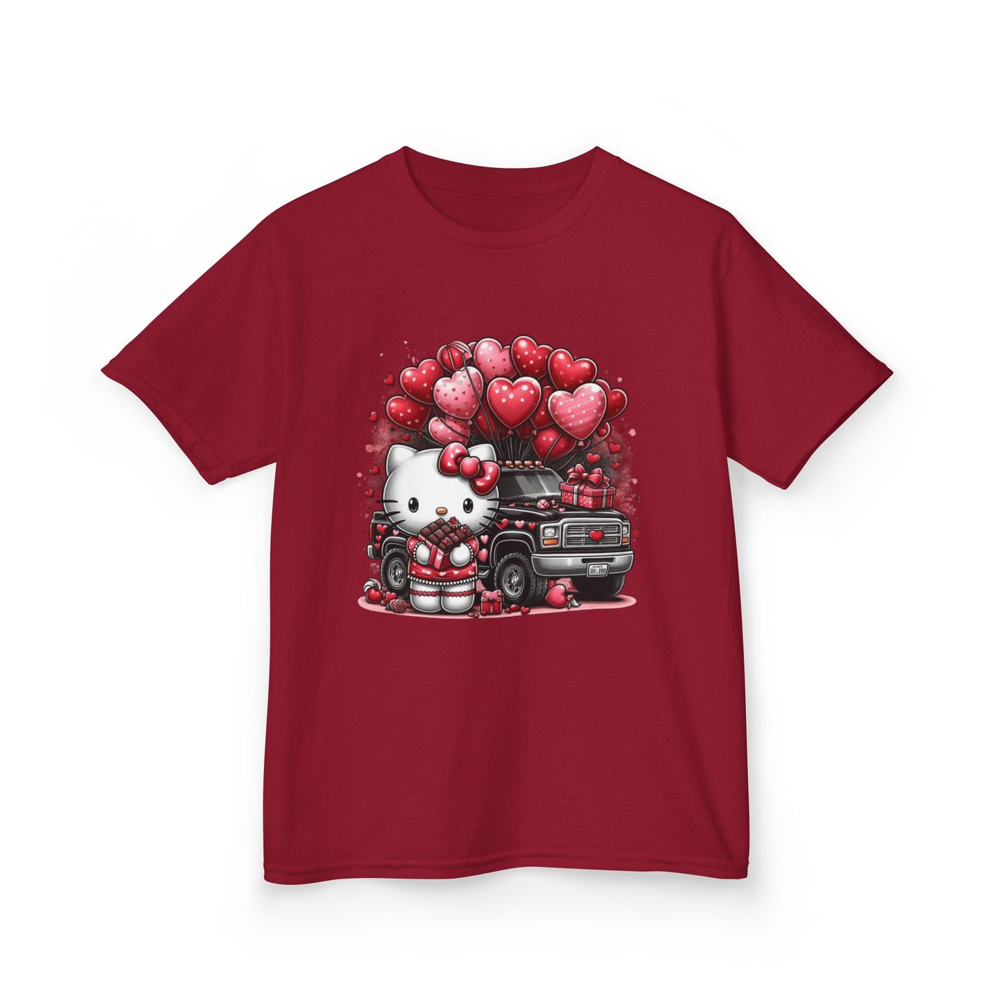 Kids Tee — Cute Kitty with Heart Balloons Valentine Shirt